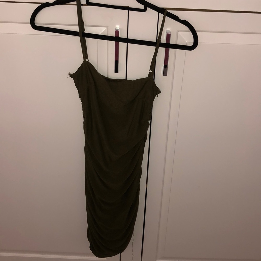 tight forest green mini dress